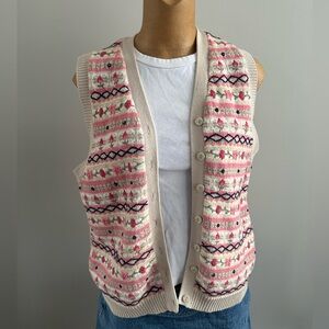Northern reflections floral knit button down vest